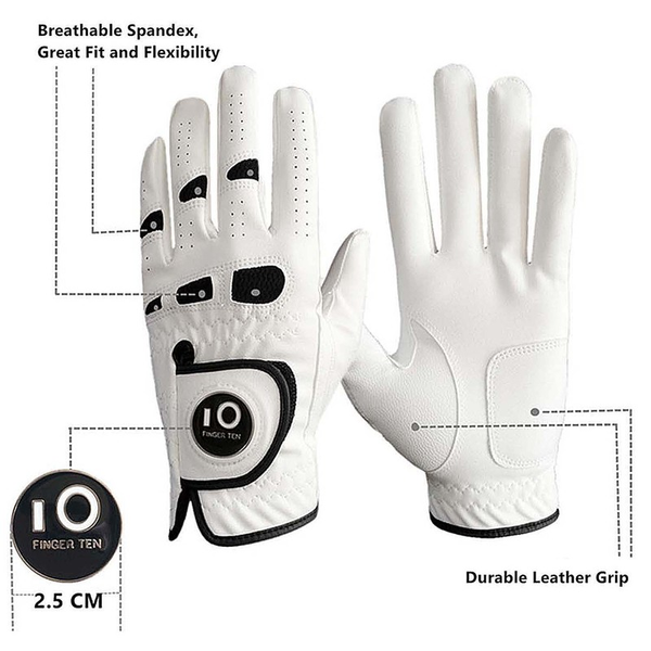 

3 pcs/6 pcs soft comfortable leather mens golf gloves left hand right with ball marker grip small medium ml large xlg, Blue;gray