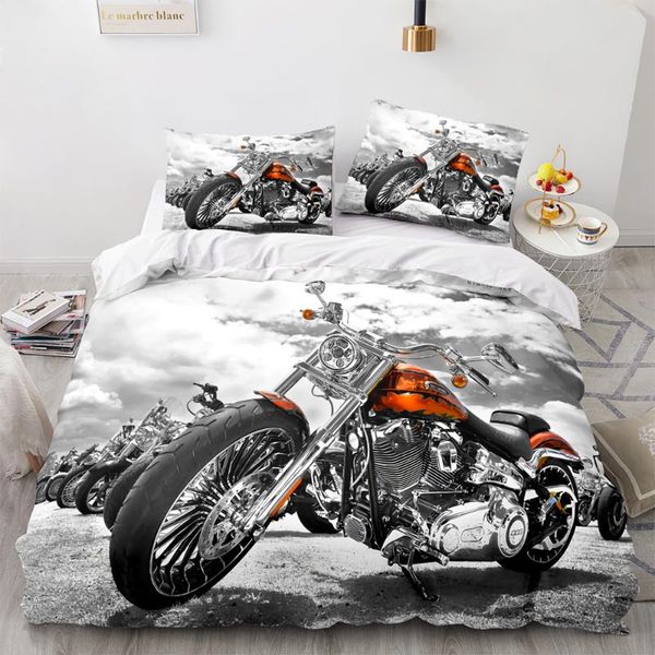 

bedding sets classic motorcycle set single twin full  king size retro bed aldult kid bedroom duvetcover 3d anime 034
