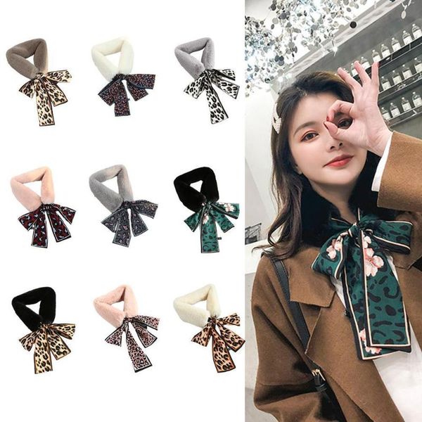 

hats, scarves & gloves sets scarf female autumn and winter all-match korean style streamer plush ribbon warm fashionable women's, Blue;gray