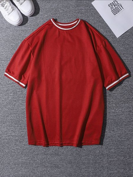 

men striped trim tee b8mn#, White;black