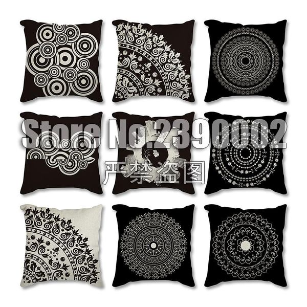 

pillow case black cushion cover 45*45cm polyester geometric decorative pillows home decor flowers pattern throw pillowcase