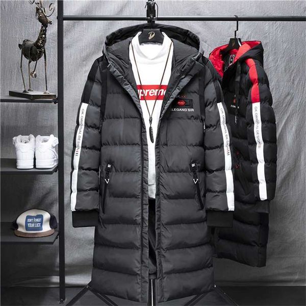 WWKK Mens Uzun Aşağı Ceket Kaban Lüks Marka Kış Katı Siyah Parkas Erkekler Artı Boyutu 4XL Kalın Sıcak Slim Fit Erkek Palto 211110