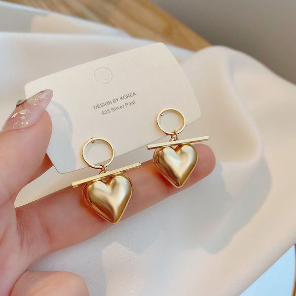 

fashion korean new net red temperament earrings metal love earrings simple earrings versatile female, Golden