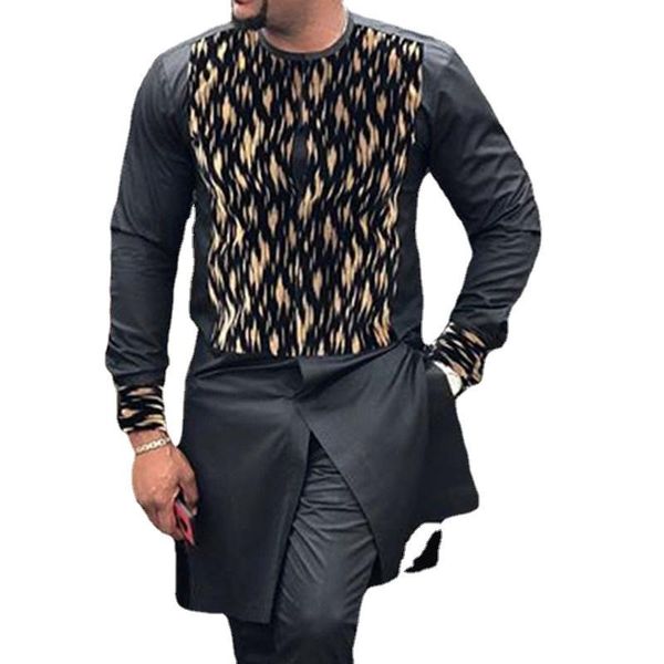 

ethnic clothing 2022 men's printed t-shirt fashion round neck long sleeve pullover man casual t shirt 3xl for male spring tee, Red