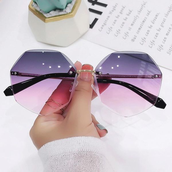

sunglasses buy 1 get retro women brand designer rimless gradient sun glasses shades female uv400 feminino, White;black