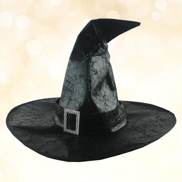

party hats leather witch wizard headgear hat headdress cosplay costume accessories with buckle (black)