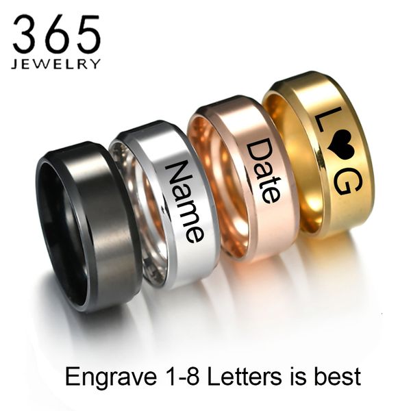 

personalized stainless steel engrave titanium customized name date texts signature handwriting men women ring gift, Golden;silver