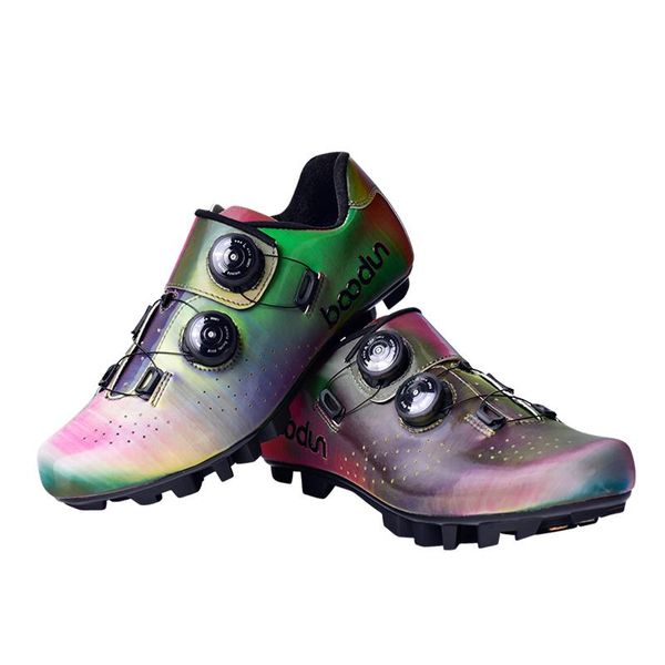 

cycling footwear 2021 professional athletic bicycle shoes mtb dazzle color ultralight breathable self-locking bike, Black