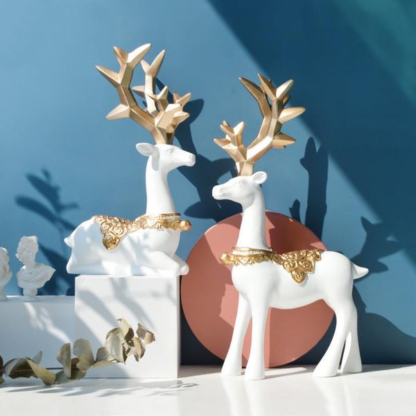 

decorative objects & figurines modern geometric lucky deer sculpture ornaments creative resin crafts livingroom wine tv cabinet entrance hom