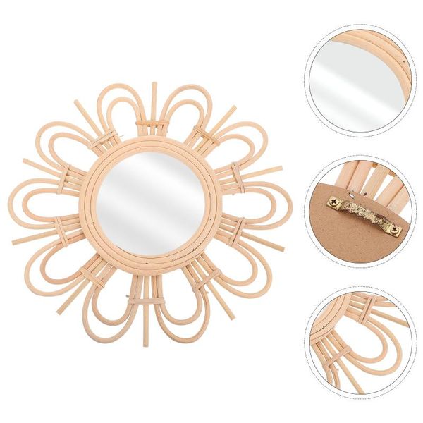 

mirrors 1pc decorative wall makeup mirror rattan weaving craft ornament