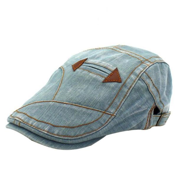 

visors men women vintage washed jeans hat outdoor sports denim beret sun visor flat cap trendy, Blue;gray