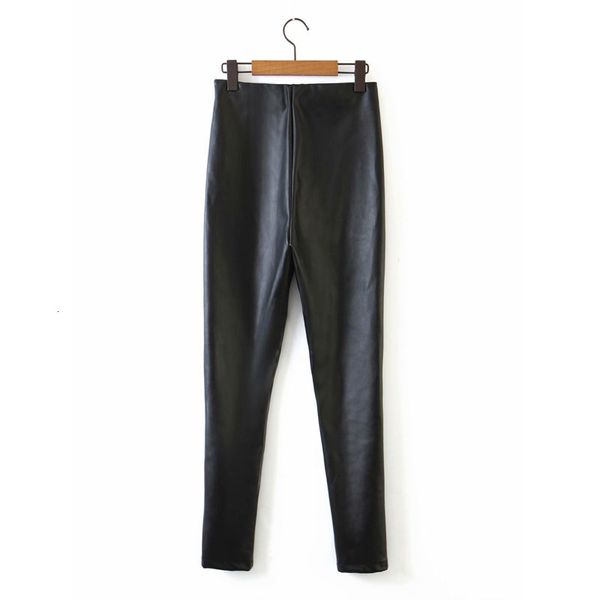 

pant fashion high waist stretch pu pencil faux leather casual women's black windproof chic female pants, Black;white