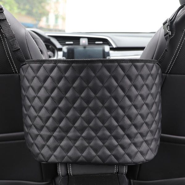 

car organizer pu leather seat back bag universal auto side storage box for cup pocket anti kick pad key phone holder travel
