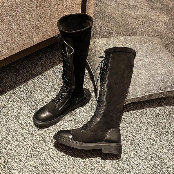 

boots autumn winter 2021 high 41-43 large size women's knight knee show, Black