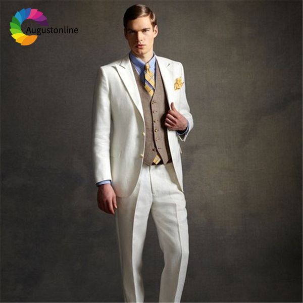 

men's suits & blazers ivory wedding men slim fit groom wear tuxedos 2 pieces (jacket+pants) bridegroom man blazer costume hom vvml, White;black