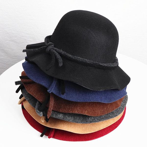 

stingy brim hats winter for women bucket cap soft vintage wide wool felt bowler fedora hat floppy cloche women's large, Blue;gray