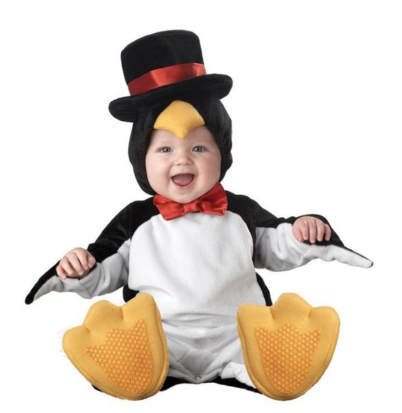 Costume da bambola mascotte 0-3 anni Baby Cartoon Animal Pinguino Pagliaccetti Bambini Compleanno Anniversario Party Role Play Dress Up Outfit Halloween Costum
