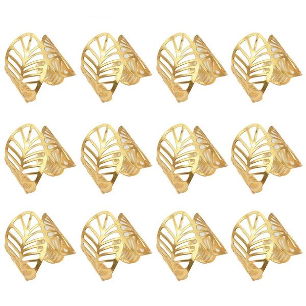 

napkin ring,12-piece metal holder, party table decoration, geometric hollow design ring (gold geometry) rings