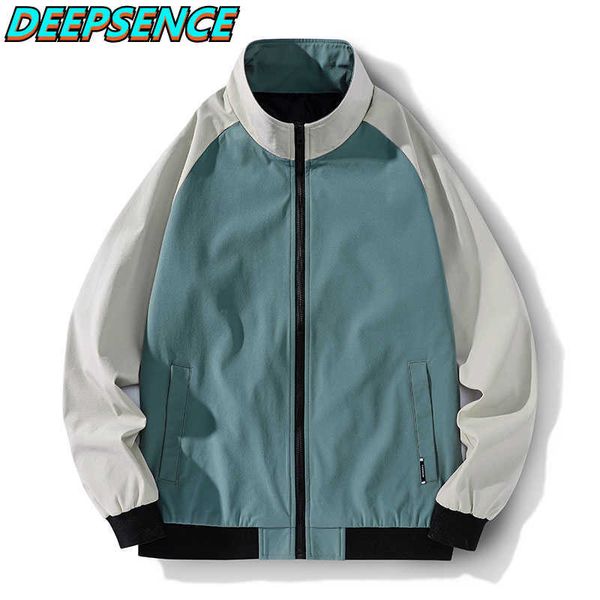Весна осень мода прохладная куртка мужчины корейский стенд молнию полиэстера простой повседневная уличная одежда спортивные куртки 210909