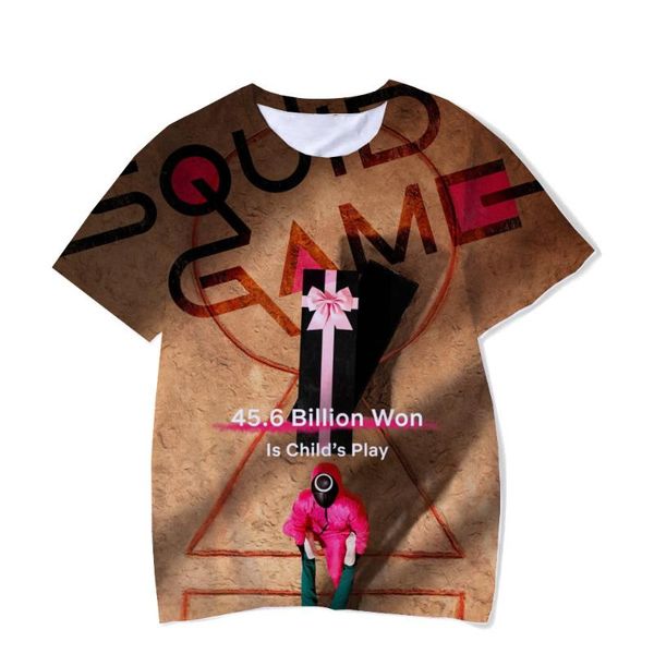 

men's t-shirts squid game pattern short-sleeved t-shirt man boy loose oversize 3d t shirt children 4t-big size 6xl, White;black