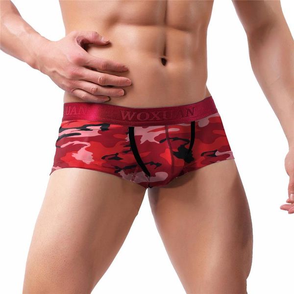 

underpants men underwear boxer male mens military boxers shorts u convex pouch camouflage cueca stretch panties, Black;white