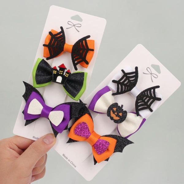 

hair accessories oaoleer 2/3pcs/set halloween girl clips ghost witch hat pumpkin hairpin for kids ornament hairclips, Slivery;white