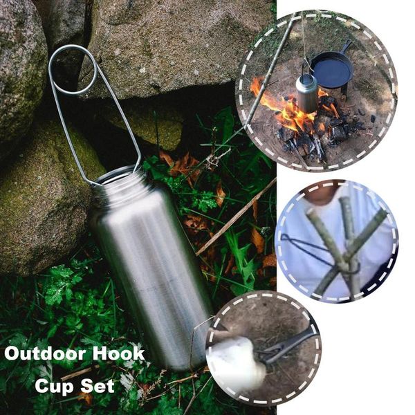 

outdoor camping water bottle hook stainless steel wild field cookware portable suitable for hiking tourism