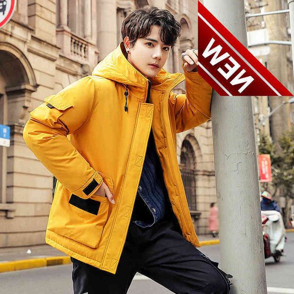 

white duck down jacket men korean winter coat puffer warm parka abrigo lwks-zc yy1471, Black