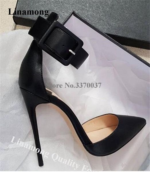 

dress shoes linamong elegant fashion pointed toe stiletto heel pumps ankle strap buckle red black gold high heels formal