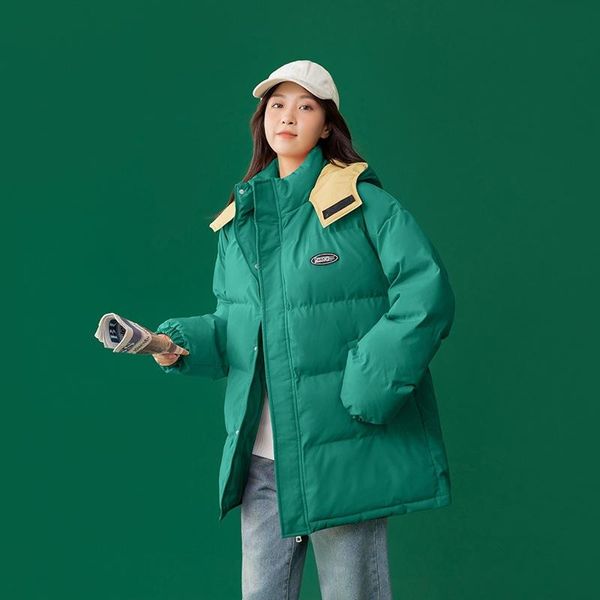 

women's jackets korean style 2021 winter jacket parkas women stand collar solid black white female womens short hooded down padded over, Black;brown