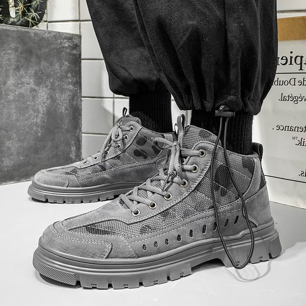 

2021 new winter trendy men's martin boots anti slip tooling middle wear-resistant labor protection site, Black