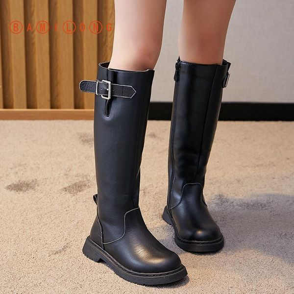 

girls bowknot plush cotton boots princess autumn winter middle children long snow k514, Black;grey