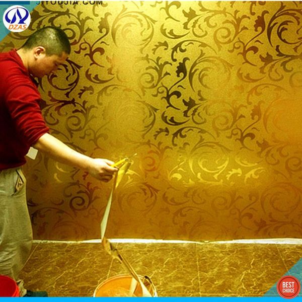 

wallpapers gold foil golden silver european leaf pattern ktv ceiling living room bedroom tv background wallpaper dzas-cj roll