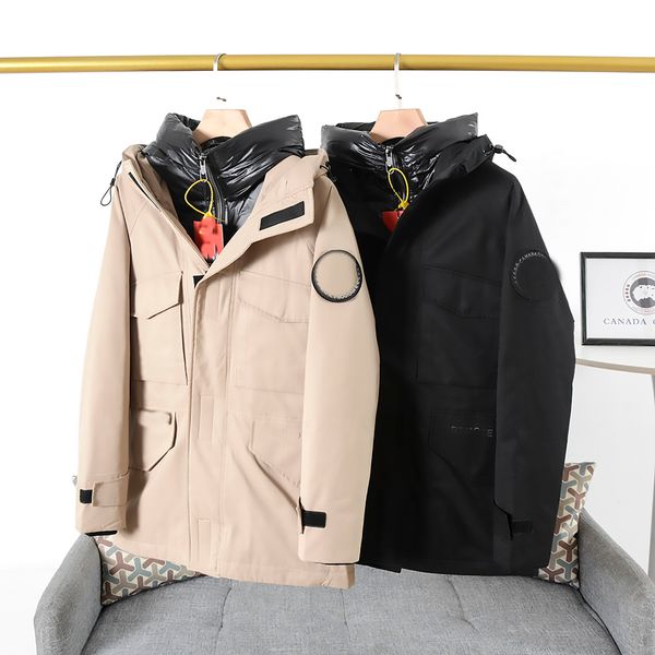 

designer goose logo down jacket, Black