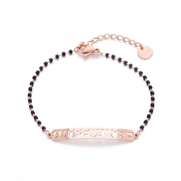 

charm bracelets stainless steel bracelet crystal beads chain amore lettes heart women jewelry party wedding gifts, Golden;silver