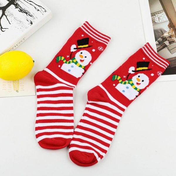 

men's socks winter christmas cartoon cute snowman snowflake pattern middle tube festive red women men cotton warm casual, Black