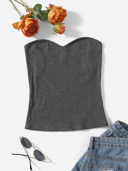 

solid rib knit tube p9tw#, White