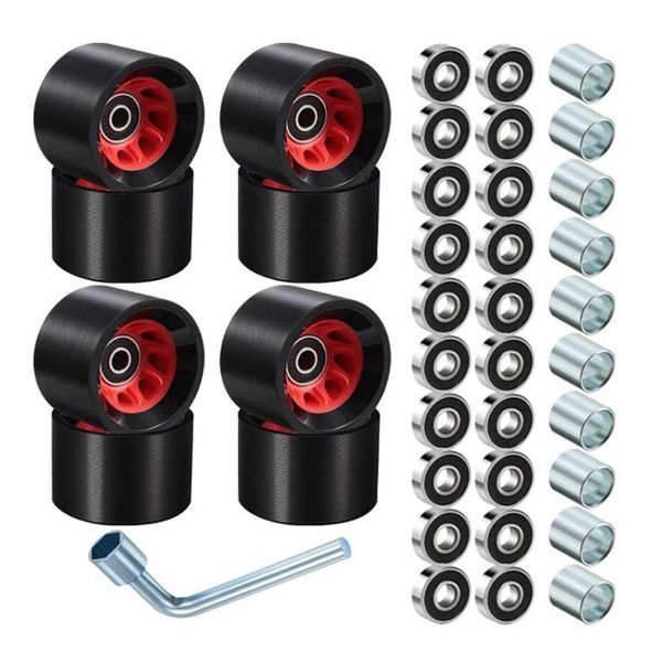 

skateboarding -8pcs roller skate wheels quad skates replacement outdoor wheel with abec-9 608rs bearing