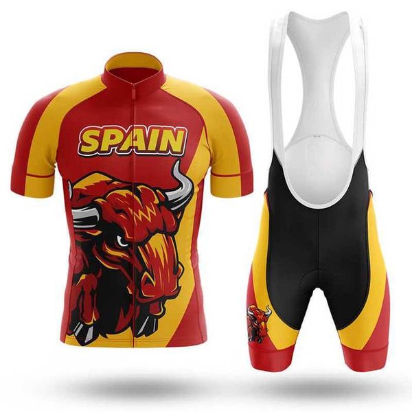 

racing sets sptgrvo lairschdan red&yellow spain pro team cycling jersey set 2021 cycle kits man bicycle clothing bike wear suit mtb uniforms, Black;blue