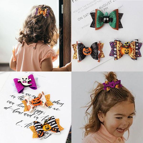 

hair accessories halloween funny bows for girls kids festival party creative dot wave printed clips colorful cartoon patches hairpin, Slivery;white
