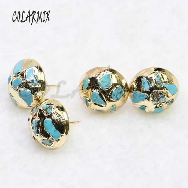 

stud 4 pairs tiny stone earrings round shape gold color plated gift for lady jewelry 9033, Golden;silver