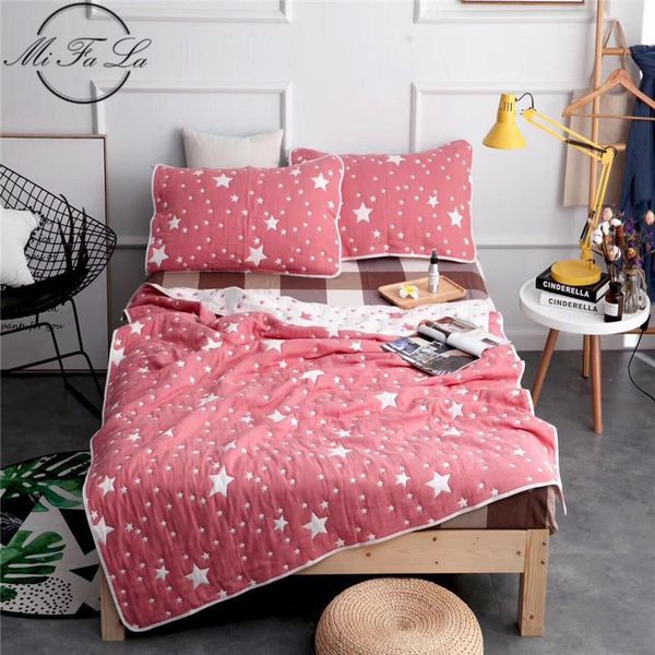 

comforters & sets star print gauze cotton summer quilt pentagram comforter towel throw blankets for adults kids plaid bed cover bedspread sh