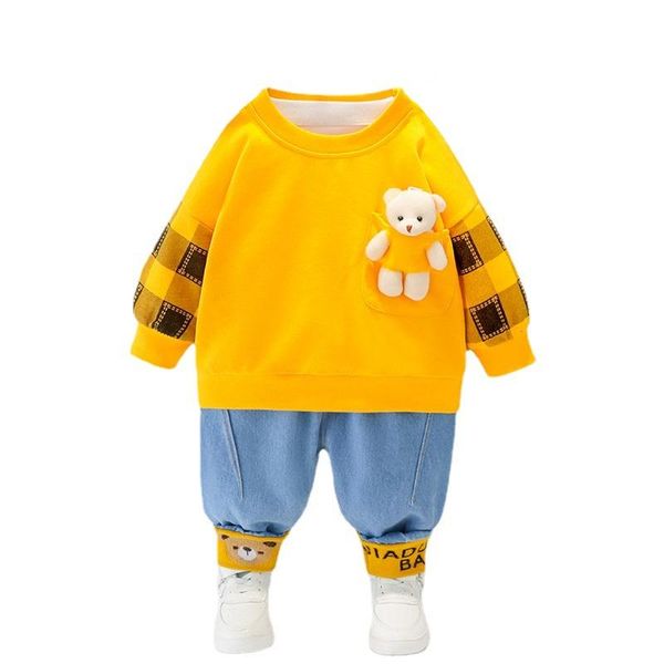 

clothing sets spring children cotton clothes baby boys girls t shirt pants 2pcs/sets kids infant costume autumn toddler cartoon tracksuit, White