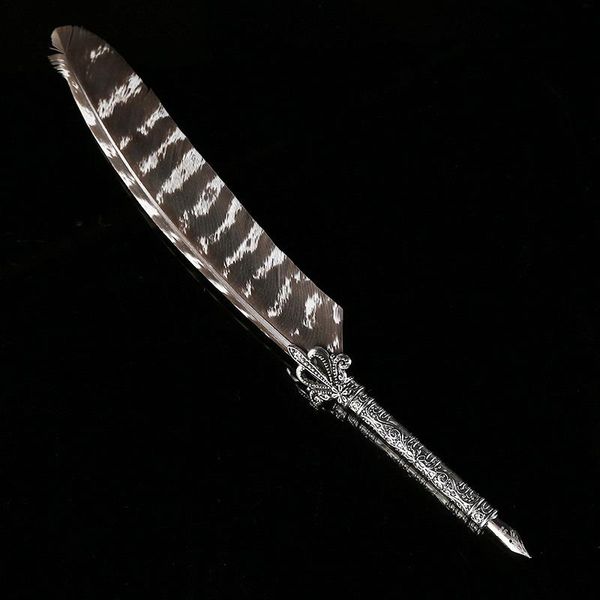 

fountain pens 1pc retro 0.5mm metal quill feather dip pen chancery writing ink stationery store office school supplies