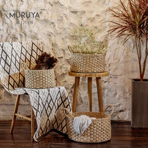 

storage baskets receive basket decorative grass weaving buy locker laundry nordic ins wind