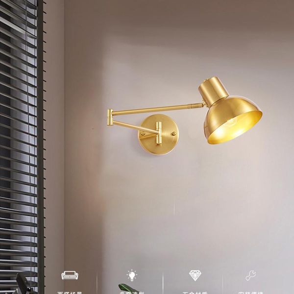 

wall lamps simplicity e27 led lamp electroplating hardware rotatable sconces light indoor home bedside bedroom living room decoration