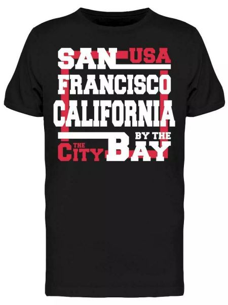 

san francisco, by the bay tee men's -image by shutterstock, White;black