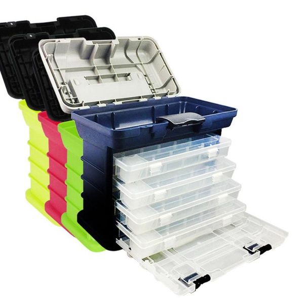 

fishing accessories portable 4 layers tackle box plastic large capacity tool case storage lures tools