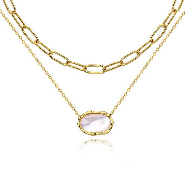 

amaiyllis s925 sterling silver light luxury stacked white shell necklace temperament fashion clavicle chain neckalce jewelry, Black