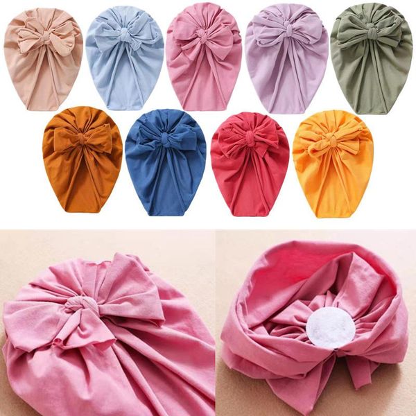 

caps & hats cute cotton blend hair bow knot kids baby turban hat big ear toddler beanie headwraps birthday gift pography proops, Yellow